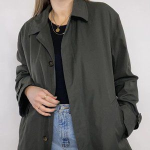 Olive Green Yves Saint Laurent Logo Coat